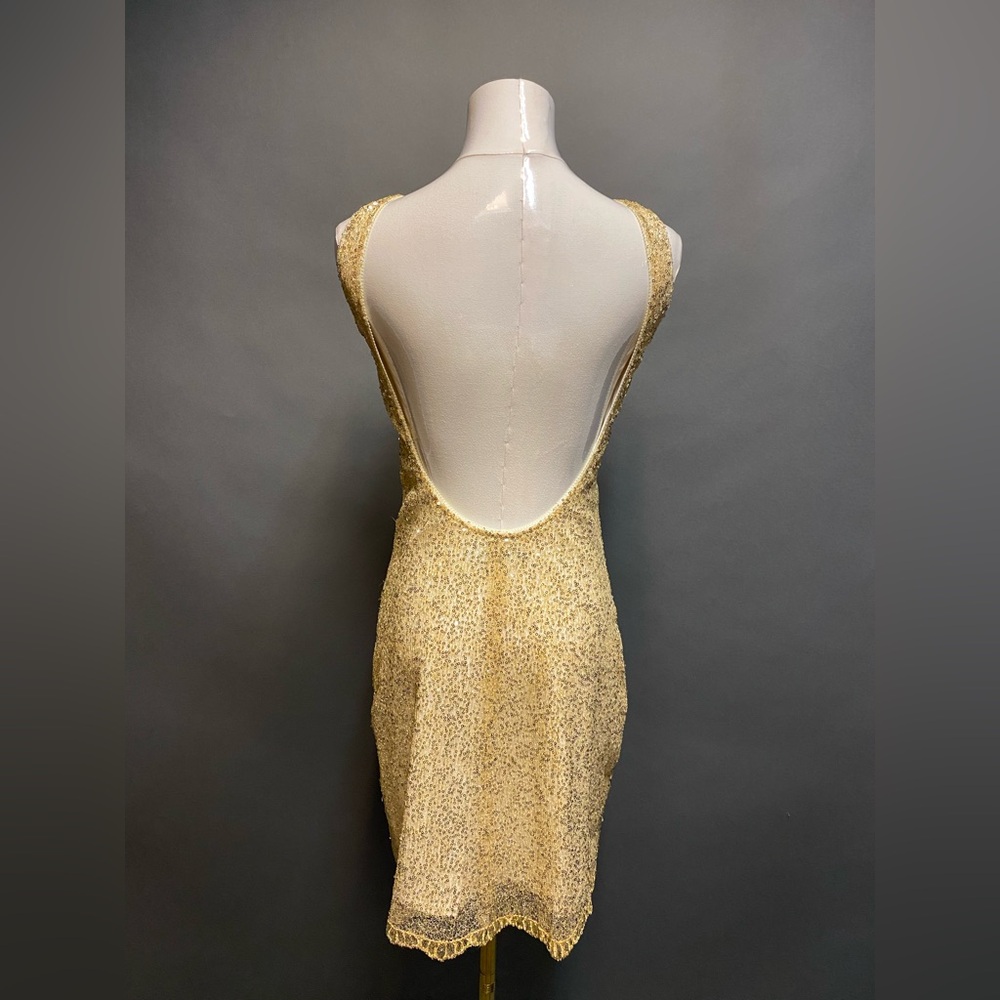 NWOT Shelley Klassen gold sequin tank dress Size S